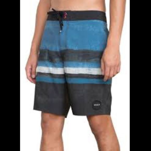 RVCA Other - NWT RVCA Stringer black blue and white Board Shorts Trunks 28”